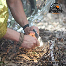 Load image into Gallery viewer, Black Kite Outdoor XL Survival Mylar Thermal Space Blankets (5 -Pack) + Magnesium Flint Block &amp; Striker Fire Starter Designed to Retain Heat, Outdoors, Hiking, Camping, First Aid, Marathon, Emergency
