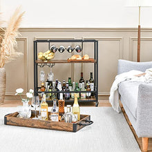 Load image into Gallery viewer, Bar Carts for The Home, Mini Home Bar with Wheels, Industrial Mobile Wine Trolley with Wine Rack and Glass Holder, for Outdoor/Living/Kitchen
