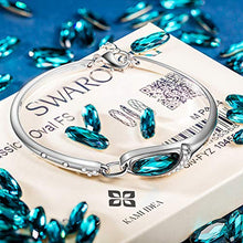 Load image into Gallery viewer, QIANSE Mothers Day Bracelets Gifts for Her for Women Bangle Bracelets Blue Swarovski Crystal White Gold Plated Bracelet Jewelry for Birthday Gift for Girlfriend Daughter Wife Girlfriend Girls
