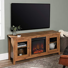 Load image into Gallery viewer, WE Furniture Traditional Wood Fireplace Stand for TV's up to 64" Living Room Storage, Barnwood Brown

