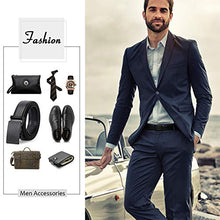 Load image into Gallery viewer, Men's Ratchet Leather Belt for Dress, Sliding Automatic Buckle Belt Fit Waist up to 44 Inch (F Black, Fit pant 28-44inch)
