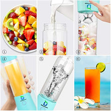 Load image into Gallery viewer, Diwenhouse Portable Blender , Personal Size Blender for Shakes and Smoothies Mini Juicer Cup 16 oz USB Rechargeable Battery Wireless Blue
