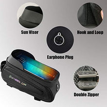 Load image into Gallery viewer, Binudum Bike Bag Front Frame Waterproof Cycling Top Tube Mount Bicycle Bag Sun Visor Large Capacity Touch Screen Holder Case Fits Phones Below 7 Inchs
