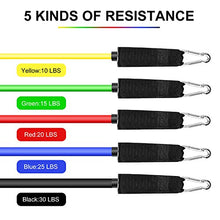Load image into Gallery viewer, Resistance Bands Set, Exercise Bands with Handles Attached 5 Resistance Bands, Handles, Legs Ankle Straps &amp; Door Anchor, Carry Bag, Fitness Bands for Men Women Resistance Training, Physical Therapy
