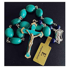 Load image into Gallery viewer, Travel Rosary Cross Turquoise Lapis Lazuli Beads Beads Catholic Necklace
