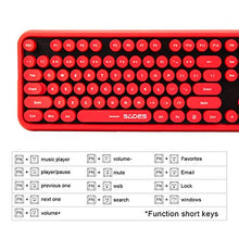 Load image into Gallery viewer, Wireless Keyboard Mouse Combo,2.4GHz Waterproof Keyboard with Round Retro Style Red Key and Optical Wireless Gaming Mouse with 3 Adjustable DPI, Compatible with PC, Computer, Laptop, Desktop, Note
