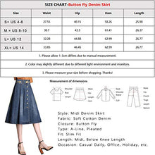 Load image into Gallery viewer, VNDFLAG Button Front Denim Skirts for Women Knee Length A-Line Pleated Wrap Midi Blue Jean Skirt Size S
