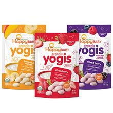 Load image into Gallery viewer, Happy Baby Organics Yogis Freeze-Dried Yogurt &amp; Fruit Snacks, 3 Flavor Variety Pack, 1 Ounce (Pack of 3)
