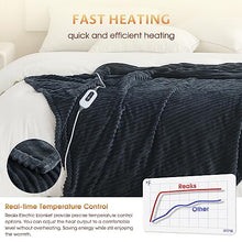 Load image into Gallery viewer, Reaks Heated Electric Blanket Throw - 50" x 60", with 4 Fast Heating Levels &amp; 3 Hours Auto Off, Soft Flannel Heating Blankets for Home Office, UL&amp;FCC Certification, Machine Washable, Dark Grey
