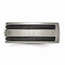 Load image into Gallery viewer, ICE CARATS Titanium Black Plated Cable Diamonds 10mm Brushed Wedding Ring Band Size 10.50 Man Fancy Fashion Jewelry for Dad Mens Gifts for Him
