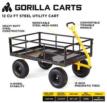 Load image into Gallery viewer, Gorilla Carts GOR1400-COM Heavy-Duty Steel Utility Cart with Removable Sides and 15" Tires, 1400-lbs. Capacity, Black
