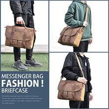 Load image into Gallery viewer, Mens Messenger Bag 15.6 Inch Waterproof Vintage Waxed Canvas Satchel Briefcase Shoulder Bag Retro Distressed Business Computer Laptop Leather Messenger Bag Brown
