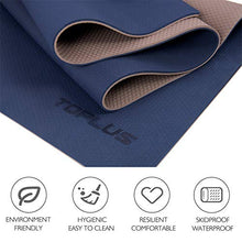 Load image into Gallery viewer, TOPLUS Yoga Mat, Upgraded 1/4 inch Non-Slip Texture Pro Yoga Mat Eco Friendly Exercise &amp; Workout Mat with Carrying Strap - for Yoga, Pilates and Floor Exercises (Blue)
