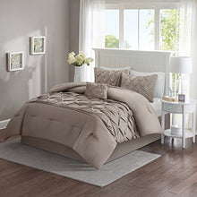 Load image into Gallery viewer, Comfort Spaces Cavoy Faux Silk Comforter Set - Luxe Diamond Tufting, All Season Bedding, Matching Bed Skirt, Decorative Pillows, Taupe King(104"x90") 5 Piece
