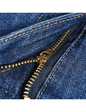 Load image into Gallery viewer, Tanming Women's Casual Vintage Elastic Waist Flared Pleated Midi Denim Jean Skirt (Large, Blue)
