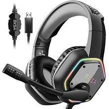 Load image into Gallery viewer, EKSA E1000 USB Gaming Headset for PC - Computer Headphones with Microphone/Mic Noise Cancelling, 7.1 Surround Sound Wired Headset&amp;RGB Light - Gaming Headphones for PS4/PS5 Console Laptop
