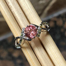 Load image into Gallery viewer, Natural Pink Tourmaline, Green Tourmaline 925 Solid Sterling Silver Engagement Ring Size 6, 7, 8, 9
