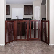 Load image into Gallery viewer, Primetime Petz 33238-G8 360 Configurable Dog Gate with Door – Indoor Freestanding Walk Through Wood Pet Gate,Walnut,36"
