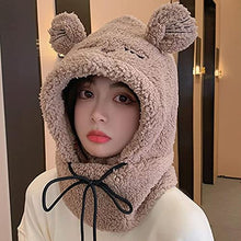 Load image into Gallery viewer, BCDlily Womens Beanie Hat Neck Warmer Cute Cold Weather Winter Ski Hat Ear Warmer Windproof Fleece Cap (Coffee)
