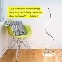 Load image into Gallery viewer, Brightech Allure - 32” Bright LED Spiral Lamp Gets Compliments - Modern Curved Pole Light for Bedrooms &amp; Living Rooms - Floor Standing/End Table Lamp with Built In Dimmer Switch - Platinum
