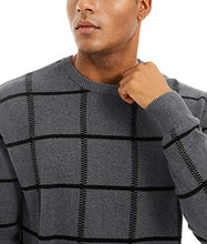 Load image into Gallery viewer, MAGNIVIT Men's Soft Cotton Striped Crewneck Sweater Lightweight Sweaters Dark Grey
