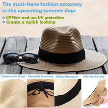 Load image into Gallery viewer, 2-Pack Beach Hats for Women Summer Straw Sun Hats Women's Wide Brim Fedora Hat UV Protection Fashion Travel Accessories
