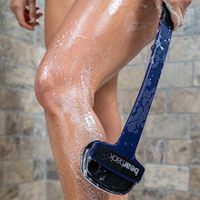 Load image into Gallery viewer, Bearback Back Scrubber: Premium Bath/Shower Back &amp; Body Silicone Scrubber with Long Extendable Folding Handle for Adults/Men/Women/Elderly. Removable Scrubber. American Small Business (Navy)
