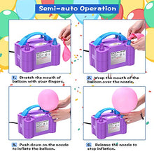 Load image into Gallery viewer, NuLink Electric Portable Dual Nozzle Balloon Blower Pump Inflation for Decoration, Party [110V~120V, 600W, Purple]
