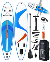 Load image into Gallery viewer, Inflatable SUP Paddleboards with Carrying Strap, Sportneer 10'6"x30"x6" Stand Up Paddle board Includes with Paddle, Non-Slip Deck, Valve Adapter, Backpack, Leash, Hand Pump,for Youth Adult Water Sport
