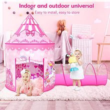 Load image into Gallery viewer, GeerWest 3PC Princess Tent for Girls with Kids Ball Pit, Kids Play Tents and Crawl Tunnel for Toddlers, Pink Pop Up Playhouse Toys for Baby Indoor&amp; Outdoor Tent Games, Birthday Kid’s Gifts
