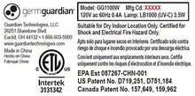 Load image into Gallery viewer, Germ Guardian GG1100W 7” Pluggable Small Air Purifier, Small Room Wall Air Sanitizer, Freshens Air, UV-C Light Kills Germs, Reduces Odors from Pets, Cooking, Mold, GermGuardian, 1-Yr Wty (White)
