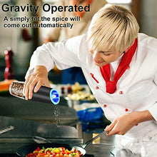 Load image into Gallery viewer, Gravity Electric Salt and Pepper Grinder Set, Automatic Pepper and Salt Mill Grinder Battery-Operated with Adjustable Coarseness, LED Light, One Hand Operated By Rongyuxuan
