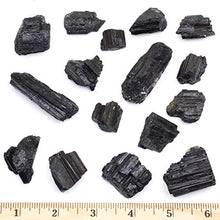 Load image into Gallery viewer, Dancing Bear Black Tourmaline Crystals Bulk (1/2 LB), Includes: (1) Selenite Stick &amp; Information Cards, Rough Raw Natural Stones for Good Vibes, Reiki Energy, EMF &amp; Radiation Protection, Made in USA
