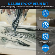 Load image into Gallery viewer, Epoxy Resin Crystal Clear Resin Kit 40oz - Clear Casting &amp; Coating Resin for Art, Craft, DIY,Jewelry Making,Tumbler with 12 Color Mica Powder, 10 8oz Measuring Cups, Plastic Spreader,Sticks and Gloves
