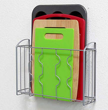 Load image into Gallery viewer, SimpleHouseware Over the Cabinet Door Organizer Holder + 5 Adjustable Compartments Pan and Pot Lid Organizer
