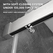 Load image into Gallery viewer, FEKEWIO Frameless Shower Door 57-60" W x 76" H Inch 3/8 Double Sliding with Soft Closing, Clear Tempered Glass 2 Ways Opening Enclosure in Brushed Nickel Finish, DS13
