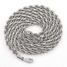 Load image into Gallery viewer, Men's 14k White Gold Solid 5mm Diamond Cut Rope Chain Pendant Necklace, 20"- 30"
