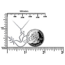 Load image into Gallery viewer, S925 Sterling Silver Jewelry Doves Birds with Olive Leaves Peace Symbol Animal Pendant Necklace 18 inches
