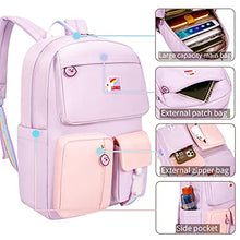Load image into Gallery viewer, LISINUO Backpack for Girls Kids Schoolbag Children Bookbag Women Casual Daypack Suitable for 13.3-15 inch laptop(Purple)
