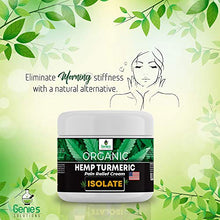 Load image into Gallery viewer, Genie's Solutions Organic Hemp Cream for Pain Relief - Soothing Lotion for Neck, Back, Knee, Joint, Muscle Aches - Natural Formula with Turmeric, Aloe, MSM, Copaiba, Helichrysum, Arnica - USA
