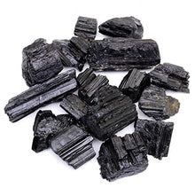 Load image into Gallery viewer, Dancing Bear Black Tourmaline Crystals Bulk (1/2 LB), Includes: (1) Selenite Stick &amp; Information Cards, Rough Raw Natural Stones for Good Vibes, Reiki Energy, EMF &amp; Radiation Protection, Made in USA
