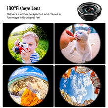 Load image into Gallery viewer, (2020 New Upgraded) Phone Camera Lens, 3 in 1 Cell Phone Lens Kit for iPhone, Samsung, 180°Fisheye Lens, 0.6X Wide Angle Lens, 15X Macro Lens, for TIK Tok Video, Live Show, Video Chat, Vlog, etc
