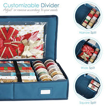 Load image into Gallery viewer, Hearth &amp; Harbor Wrapping Paper Storage Container - Christmas Storage Bag with Interior Pockets - Gift Wrapping Organizer Storage Fits Up to 22 Rolls of 40" - Tear Proof  Wrapping Paper Organizer
