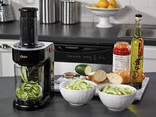 Load image into Gallery viewer, Oster Easy-to-Use Electric Spiralizer with 2 Spiralizer Blades (sized for spaghetti and fettuccine noodles), Black
