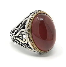 Load image into Gallery viewer, KAR 925K Stamped Sterling Silver Filigree Red Agate (Aqeeq) Men's Ring I1J (10.5)
