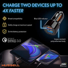 Load image into Gallery viewer, Hussell Car Charger Adapter - 3.0 Portable USB w/Fast Charge Technology &amp; Dual Ports - Compatible w/Apple iPhone, Android, Tablet or Other USB Device
