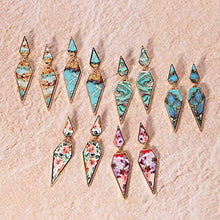 Load image into Gallery viewer, Bohemian Wood And Marble Effect Pentagon Shaped Drop Statement Earrings

