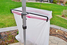 Load image into Gallery viewer, Trash-Ease-Canopy 1 inch - The Portable Trash Bag Holder- for The Canopy Tent. Great for: Camping, Tailgating, 13 Gallon Drawstring Garbage Bag Size, NO Tools Needed (Black &amp; Black)
