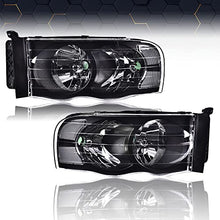 Load image into Gallery viewer, PIT66 Headlights, Compatible with 02-05 Dodge Ram 1500/03-05 Dodge Ram 2500 3500 Headlamp Assembly Accessories Left and Right Replacement Part Clear lens Black Housing Clear Reflector
