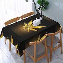 Load image into Gallery viewer, Golden Cannabis Print Rectangle Tablecloth - 54"X72" Inch - Stain &amp; Waterproof &amp; Wrinkle Resistant Washable Polyester Tablecloth, for Buffet Parties, Wedding and Camping
